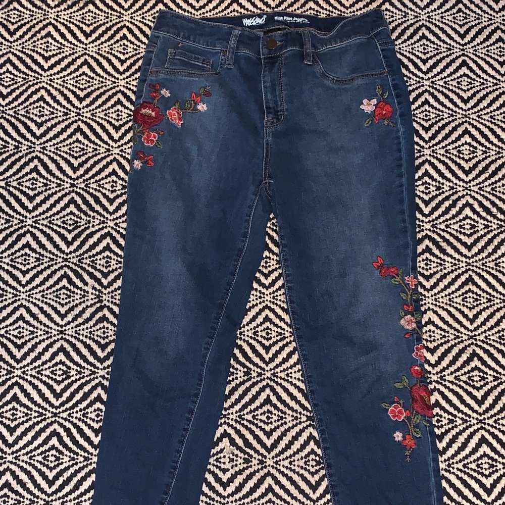floral embroidered jeans